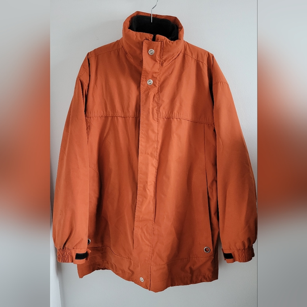 Mens Winter Coat - Large -Orange- removable layers